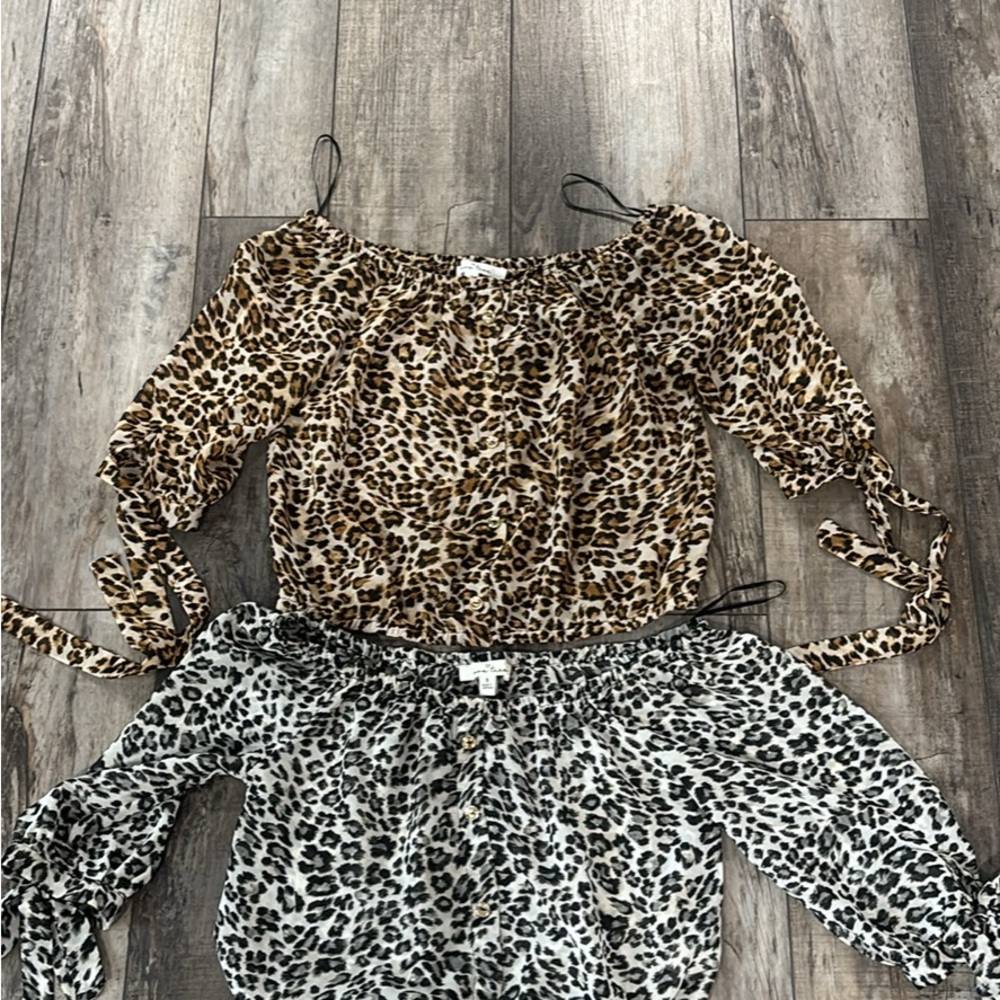 Love Tree Animal Print Off-Shoulder Blouse Set